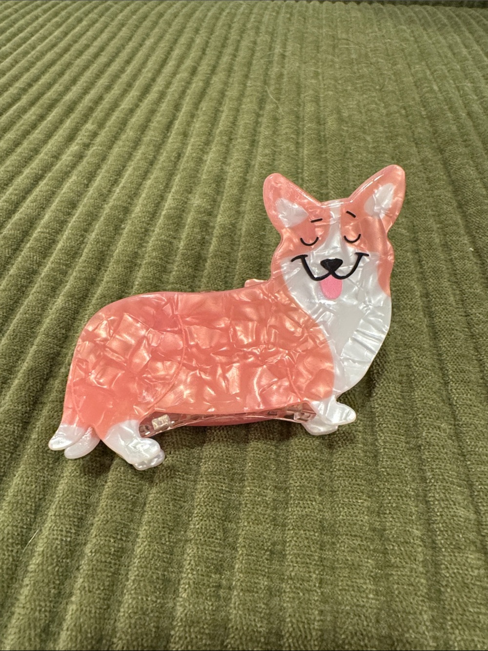 Corgi Dog Hair Clip - Pink and White Decorative Pet Accessory